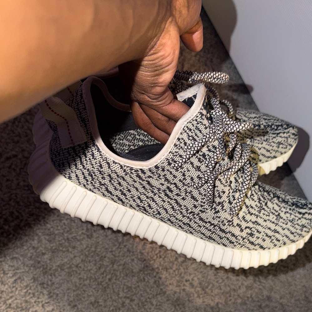 Adidas Black and Cream Boost Sneakers